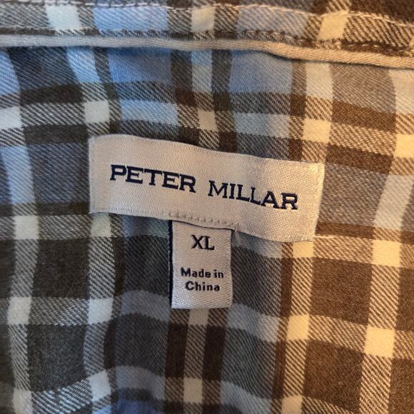 Peter Millar Plaid Button-down Shirt, brushed twill, size XL - Picture 3 of 8